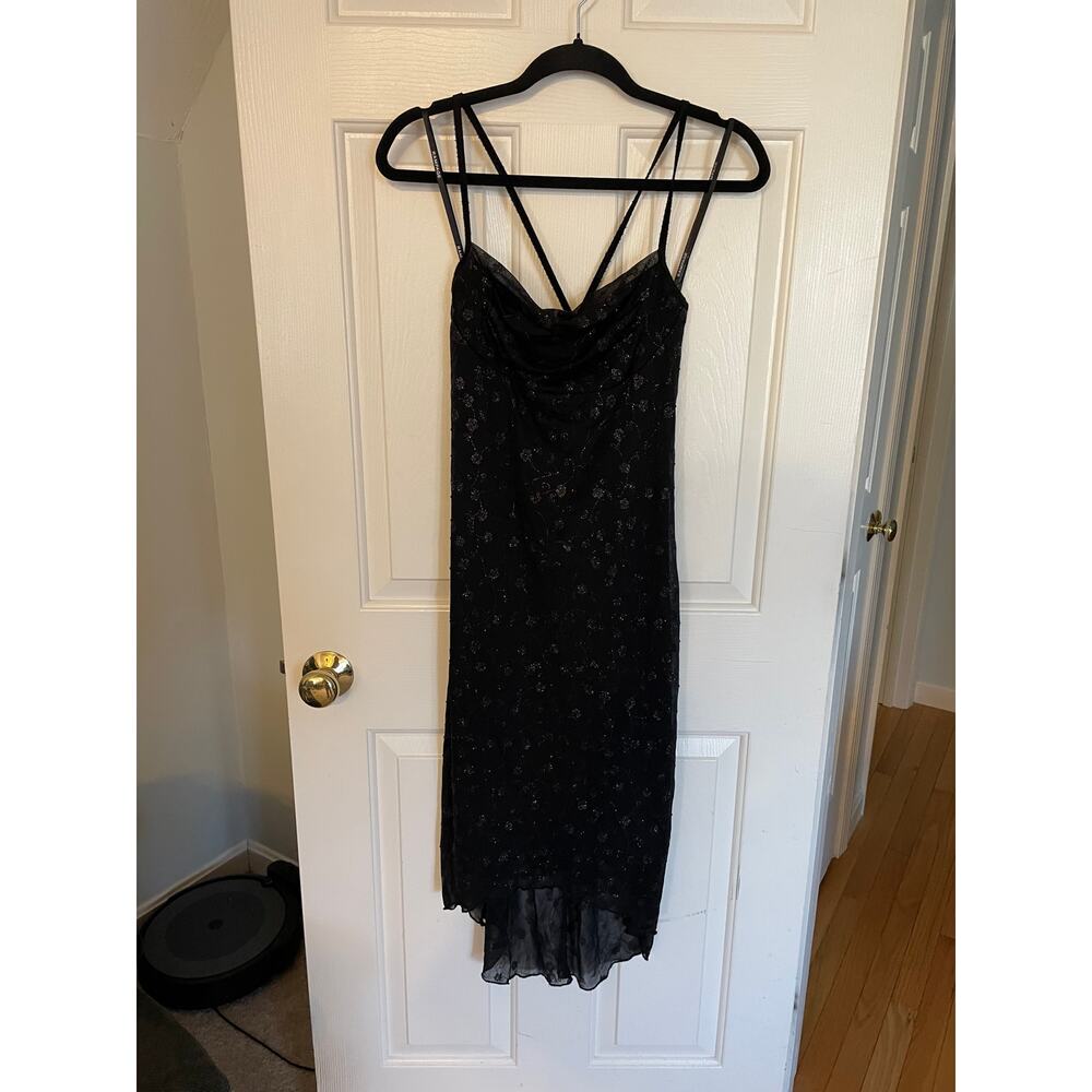 Y2K Rampage Clothing Company Dress Black Large Made in USA Cowl Neck StyleHW27K6